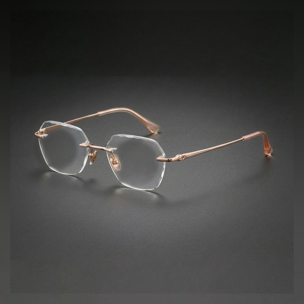 Chashma Ochki Women's Rimless Flat Top Polygon Titanium Eyeglasses 886005 — view 1 | Chashma Ochki at FuzWeb