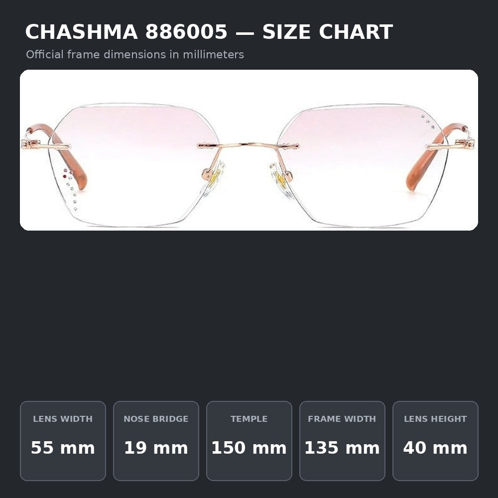 Chashma Ochki 886005 Eyeglasses — Frame Dimensions and Sizing Chart