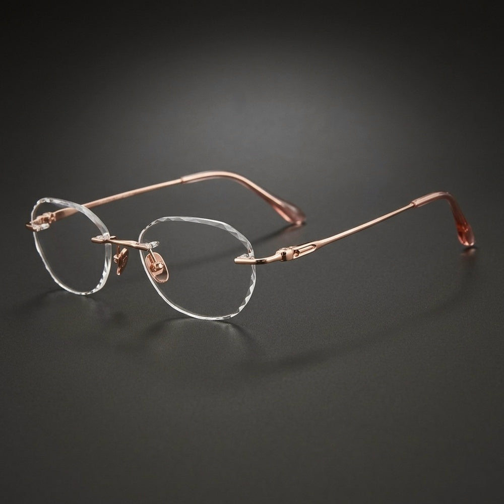 Chashma Ochki Women's Rimless Polygon Oval Titanium Eyeglasses 886009 — view 1 | Chashma Ochki at FuzWeb