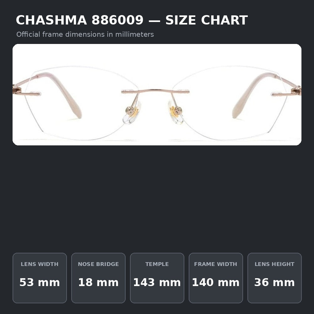 Chashma Ochki 886009 Eyeglasses — Frame Dimensions and Sizing Chart