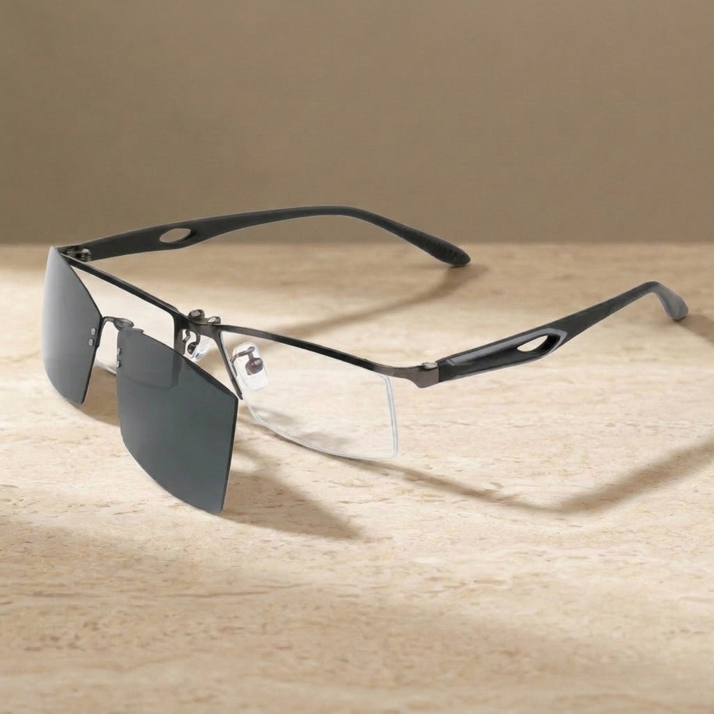 Chashma Ochki 889320 Square Clip On Eyeglasses in Black — view 2 | Chashma Ochki at FuzWeb