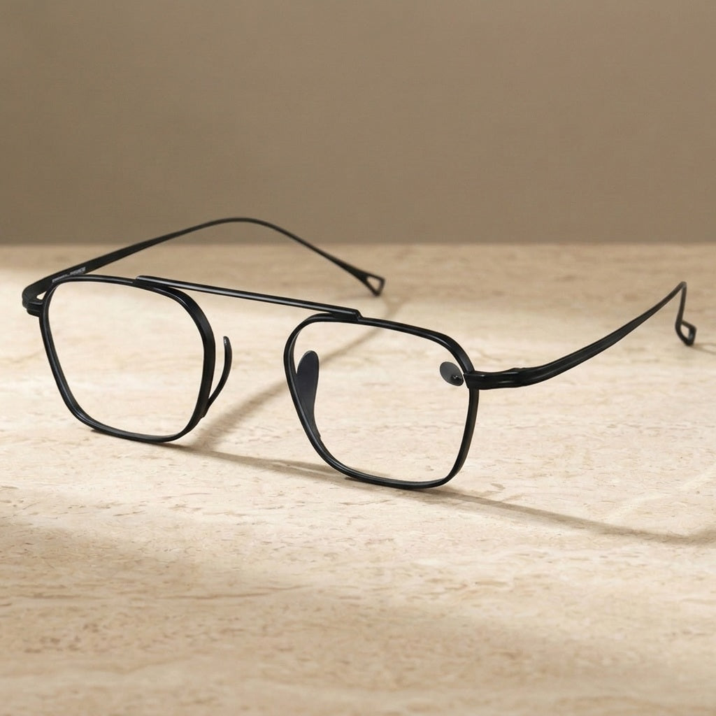 Chashma Ochki Unisex Full Rim Square Titanium Eyeglasses 889501 - Black — view 1 | Chashma Ochki at FuzWeb