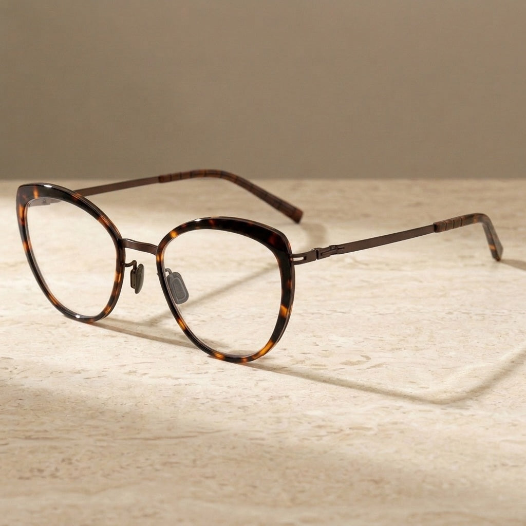 Chashma Ochki Women's Full Rim Square Cat Eye Acetate Alloy Eyeglasses 8908 - C2 — view 1 | Chashma Ochki at FuzWeb