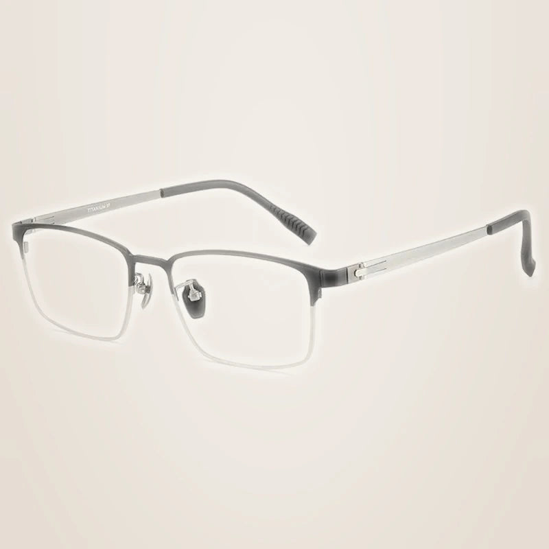 Chashma Ochki Men's Full Rim Big Square Titanium Eyeglasses 631287 - BLACK-GRAY