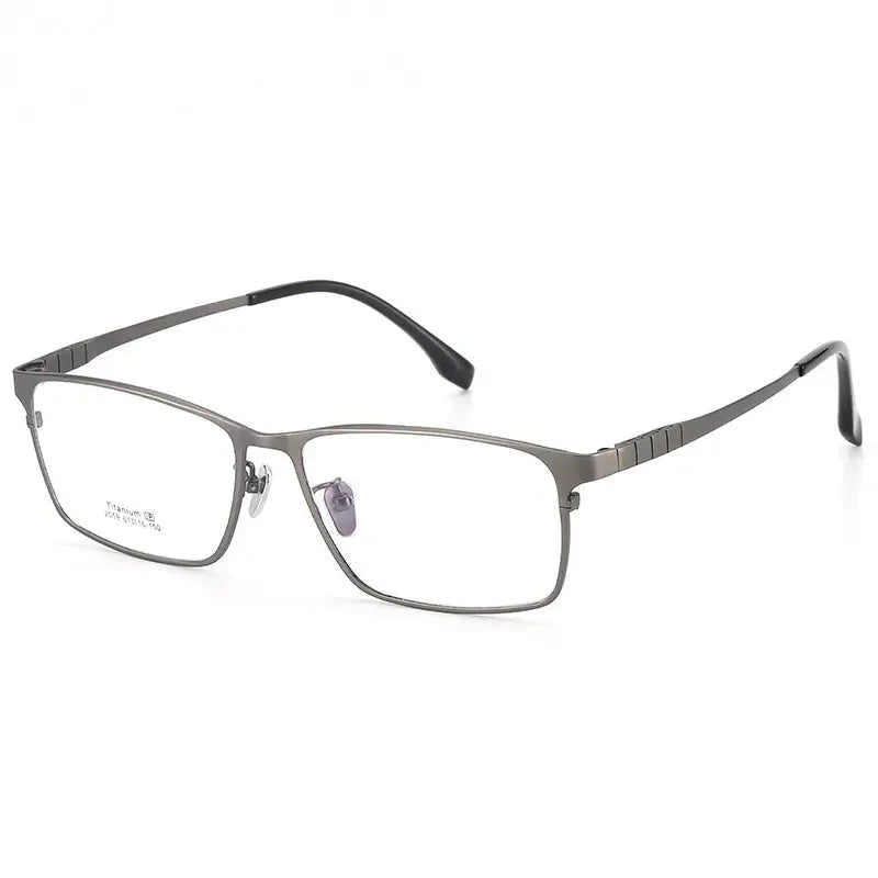 Chashma Ochki Men's Full Rim Big Square Titanium Eyeglasses 20597 - Gray