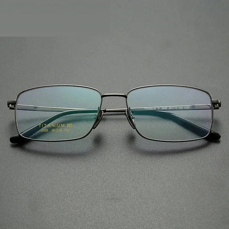 Chashma Ochki Men's Full Rim Polygon Square Titanium Eyeglasses 962969 - Gray