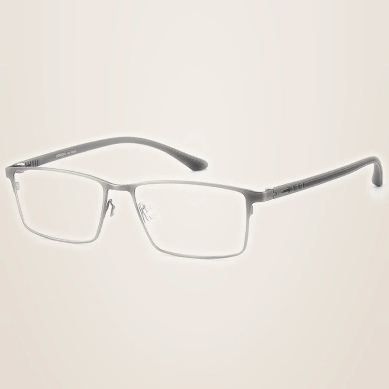 Chashma Ochki Men's Full Rim Square Alloy Eyeglasses 9386 - Gray