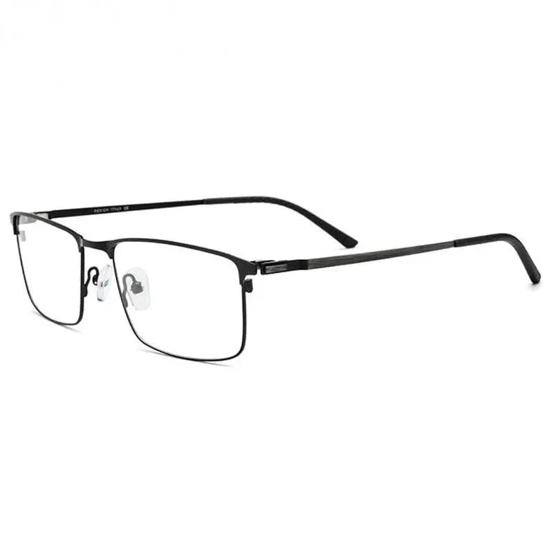 Chashma Ochki Men's Full Rim Square Titanium Alloy Eyeglasses 9847 - Black