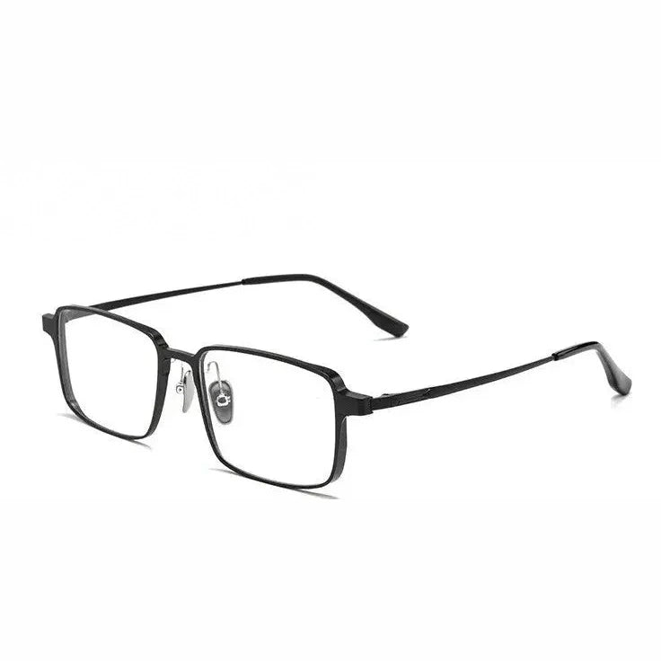 Chashma Ochki Men's Full Rim Square Tr 90 Titanium Eyeglasses Clip On Sunglasses 39909 - Black