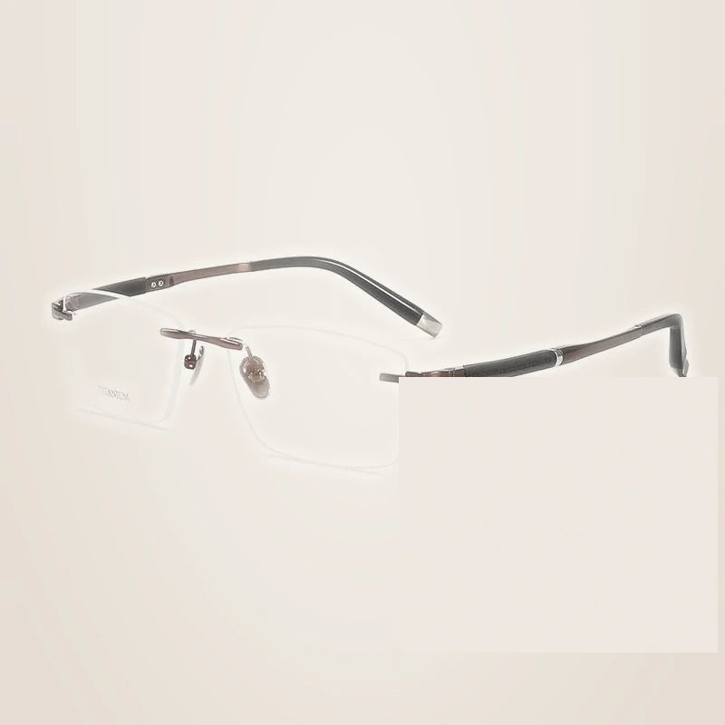 Chashma Ochki Men's Rimless Square Titanium Eyeglasses 9058 - C3-Wine Red