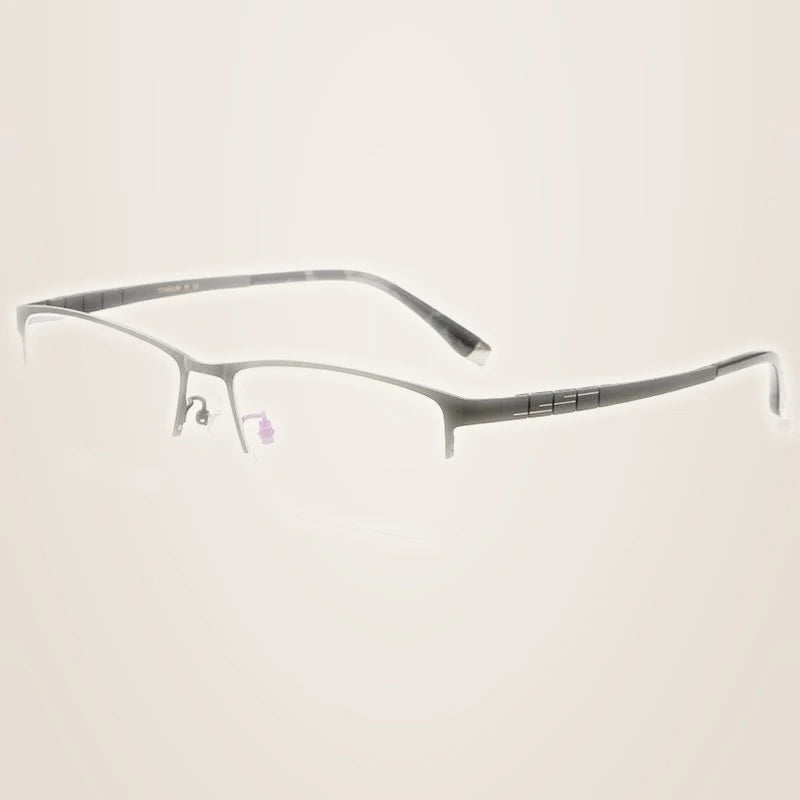 Chashma Ochki Men's Semi Rim Big Square Titanium Eyeglasses 880186 - Gray