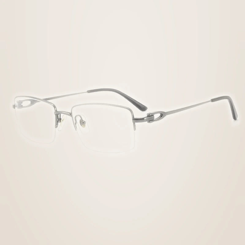 Chashma Ochki Men's Semi Rim Square Titanium Eyeglasses 310319 - Gray