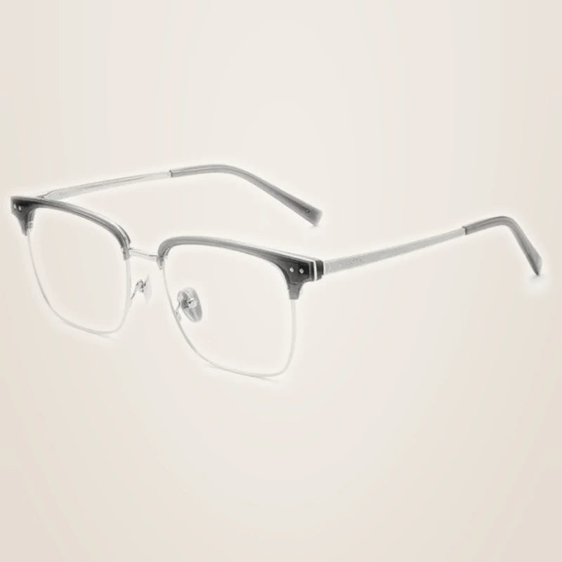 Chashma Ochki Unisex Full Rim Big Square Titanium Tr 90 Eyeglasses 881036 - Transparent Gray