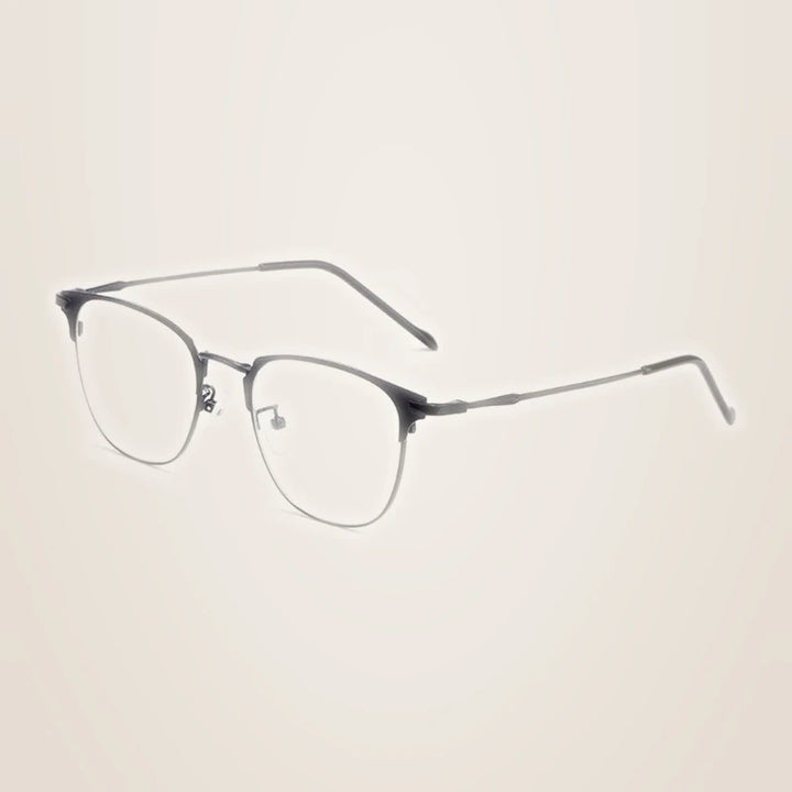 Chashma Ochki Unisex Full Rim Oval Square Alloy Eyeglasses 883389 - Black