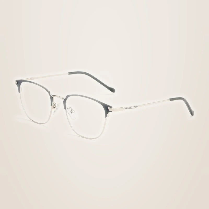 Chashma Ochki Unisex Full Rim Oval Square Alloy Eyeglasses 883389 - Green Gray