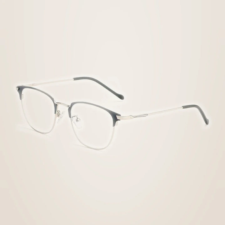 Chashma Ochki Unisex Full Rim Oval Square Alloy Eyeglasses 883389 - Green Gray