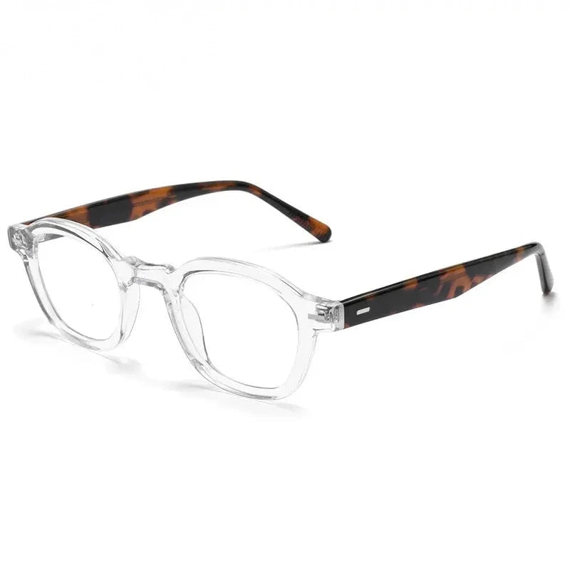 Chashma Ochki Unisex Full Rim Polygon Oval Acetate Eyeglasses 881003 - Transparent-Leopard