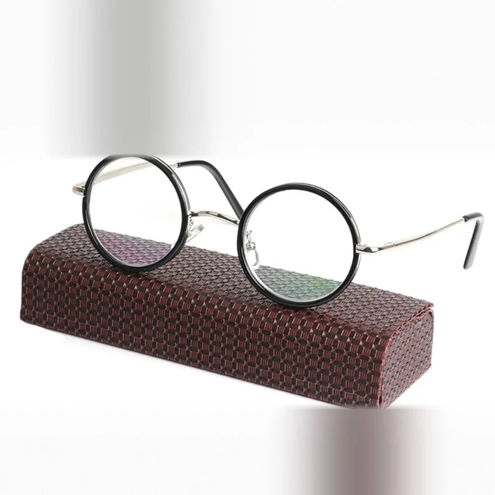 Chashma Ochki Unisex Full Rim Round Alloy Reading Glasses 618 - +100 / Black