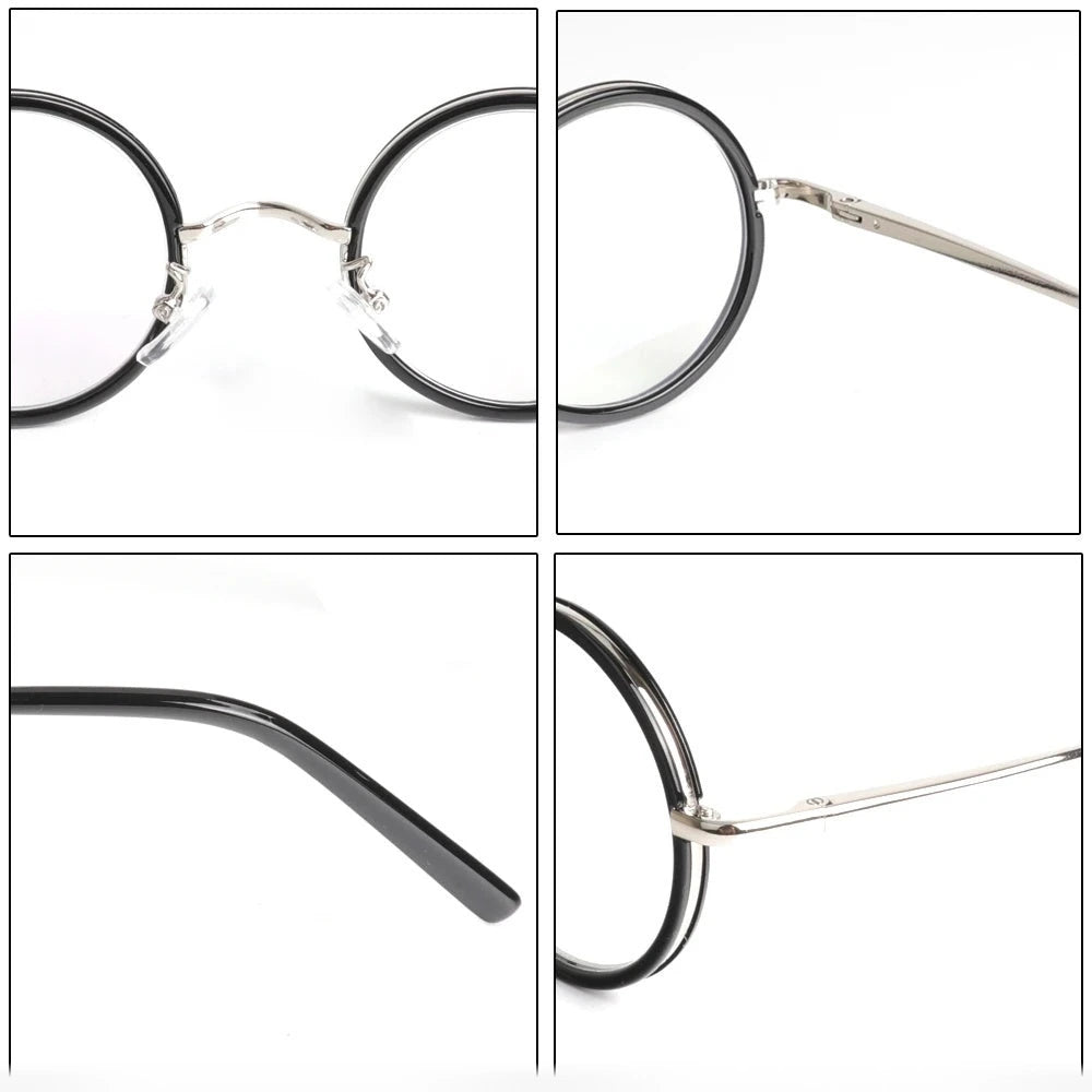 Chashma Ochki Unisex Full Rim Round Alloy Reading Glasses 618 - +250 / Black