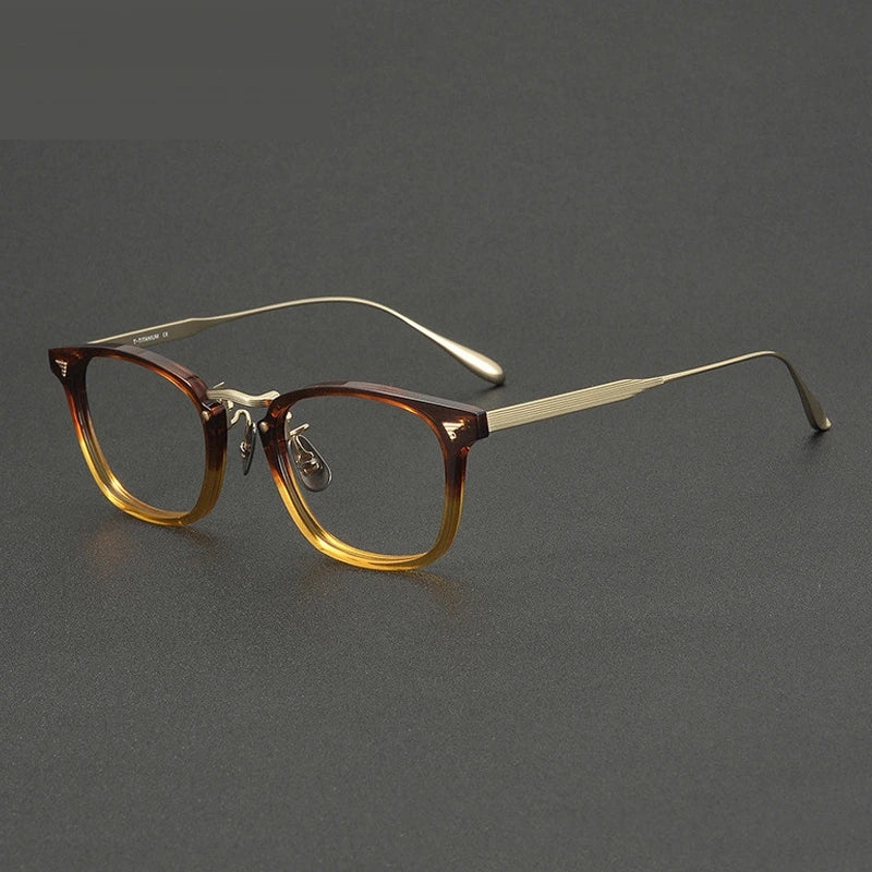 Chashma Ochki Unisex Full Rim Square Acetate Titanium Eyeglasses 881554 - Gradient Brown