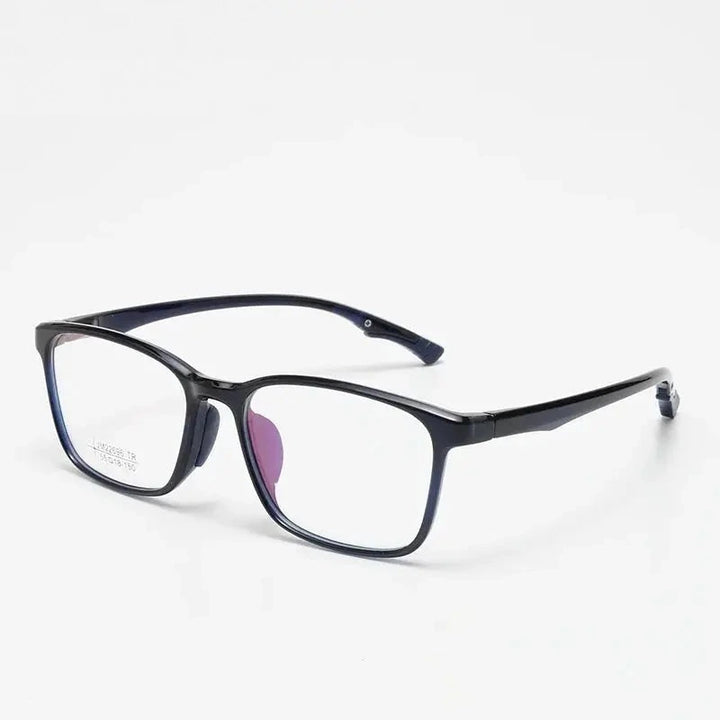 Chashma Ochki Unisex Full Rim Square Brow Line Tr 90 Eyeglasses 822696 - Dark Blue