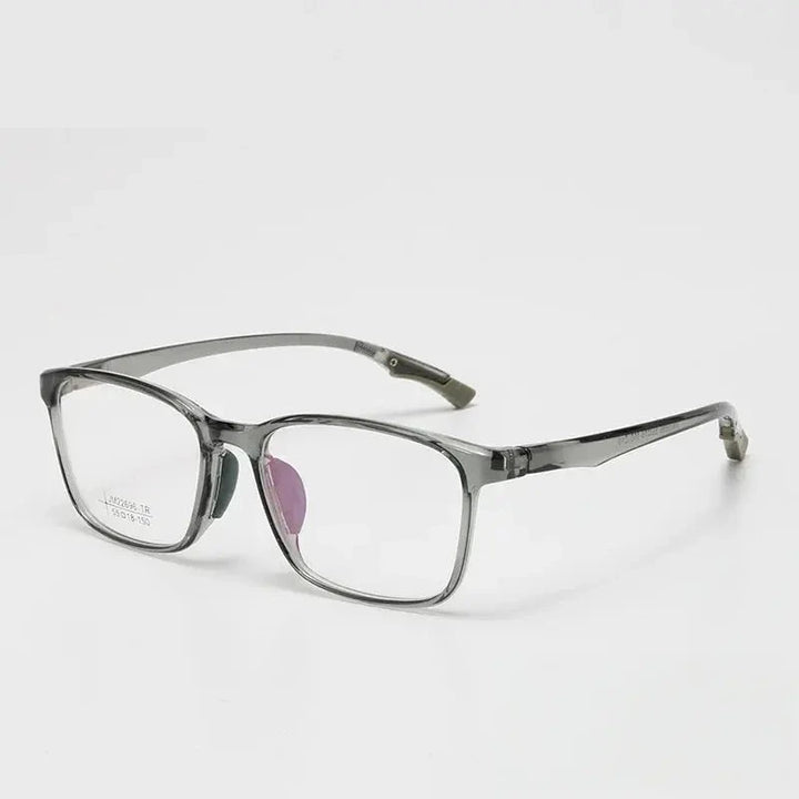 Chashma Ochki Unisex Full Rim Square Brow Line Tr 90 Eyeglasses 822696 - Dark Gray