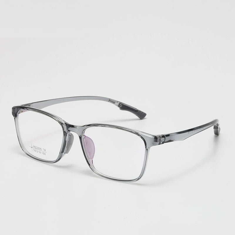 Chashma Ochki Unisex Full Rim Square Brow Line Tr 90 Eyeglasses 822696 - Transparent Gray