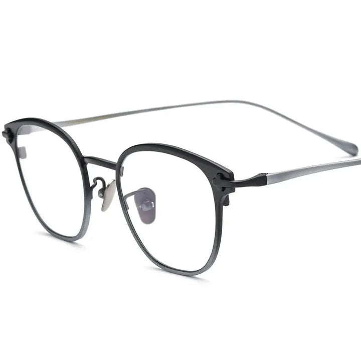 Chashma Ochki Unisex Full Rim Square Titanium Eyeglasses 314211 - Black