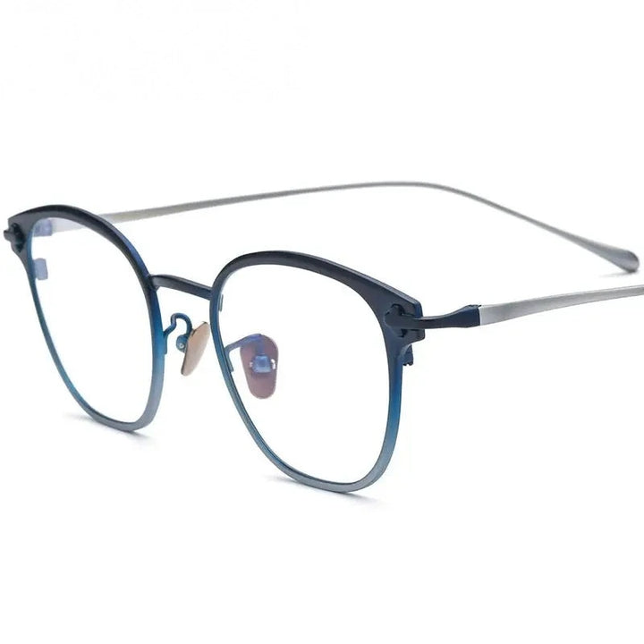 Chashma Ochki Unisex Full Rim Square Titanium Eyeglasses 314211 - Blue