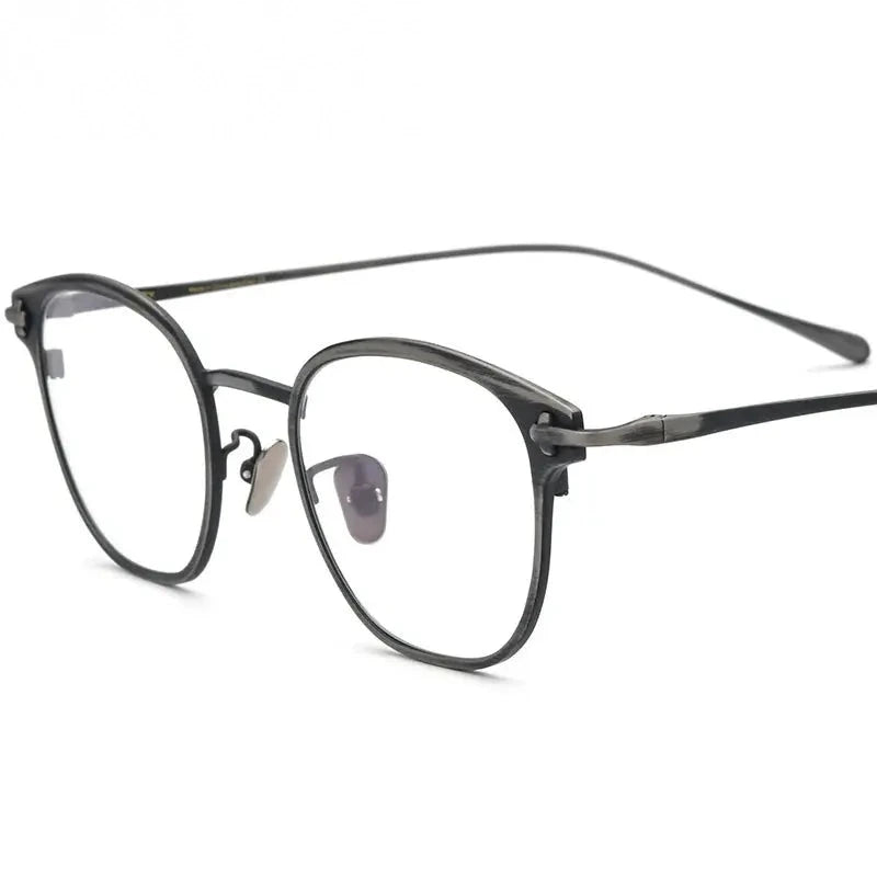 Chashma Ochki Unisex Full Rim Square Titanium Eyeglasses 314211 - Gray
