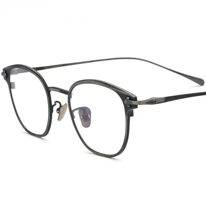 Chashma Ochki Unisex Full Rim Square Titanium Eyeglasses 314211 - Gray