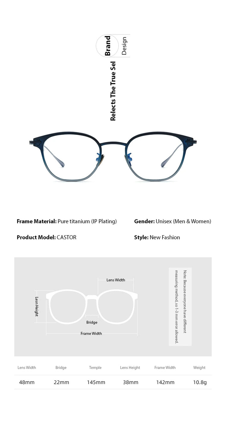 Chashma Ochki Unisex Full Rim Square Titanium Eyeglasses 314211 - Size Chart