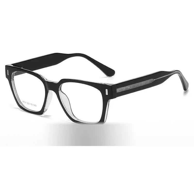 Chashma Ochki Unisex Full Rim Square Tr 90 Acetate Eyeglasses Clip On Sunglasses 938731 - Gradient Black-Gray