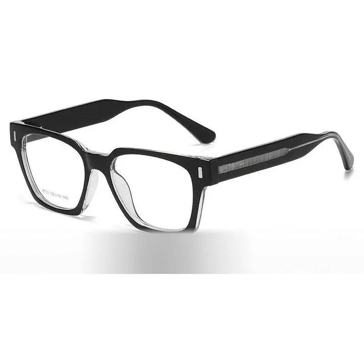 Chashma Ochki Unisex Full Rim Square Tr 90 Acetate Eyeglasses Clip On Sunglasses 938731 - Gradient Black-Gray