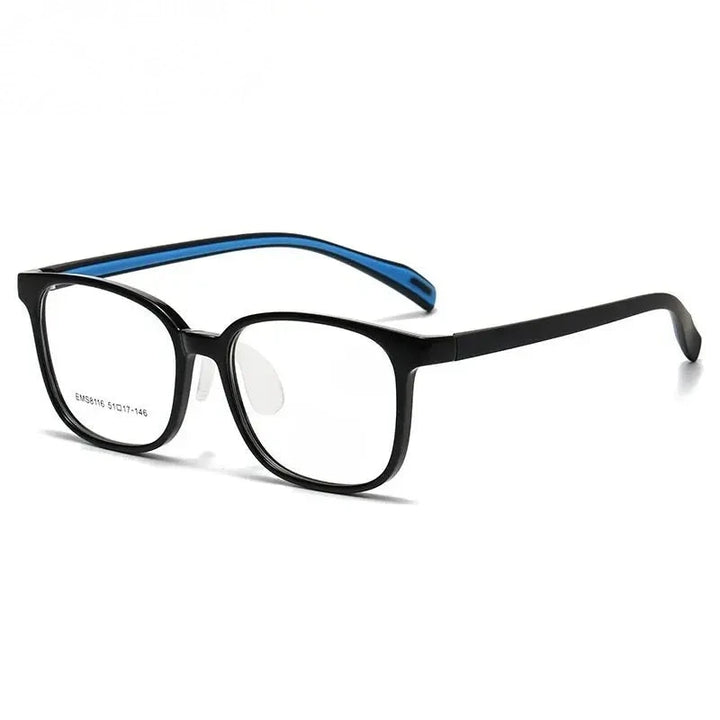 Chashma Ochki Unisex Full Rim Square Tr 90 Titanium Eyeglasses 938116 - Black-Blue