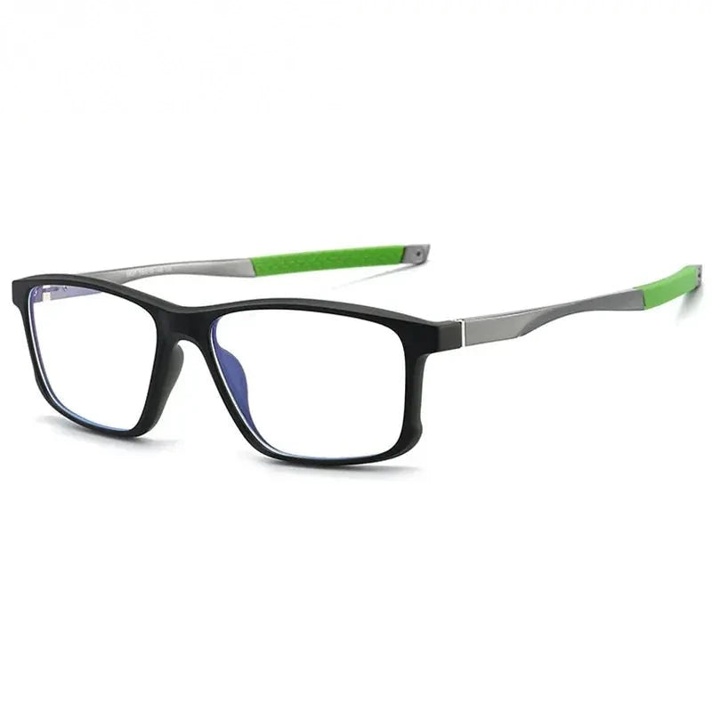 Chashma Ochki Unisex Full Rim Square Tr 90 Titanium Eyeglasses 885827 - Black Green