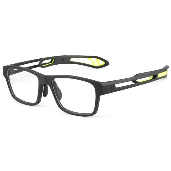 Chashma Ochki Unisex Full Rim Square Tr 90 Titanium Sport Eyeglasses 1927 - Black Green