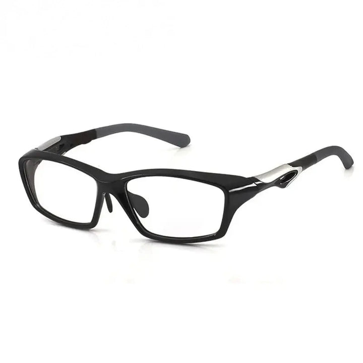 Chashma Ochki Unisex Full Rim Square Tr 90 Titanium Eyeglasses 318021 - Black with Gray