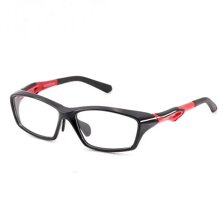 Chashma Ochki Unisex Full Rim Square Tr 90 Titanium Eyeglasses 318021 - Black with Red
