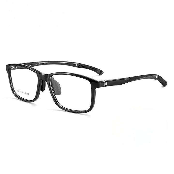 Chashma Ochki Unisex Full Rim Square Tr 90 Titanium Eyeglasses 960107 - Bright Black