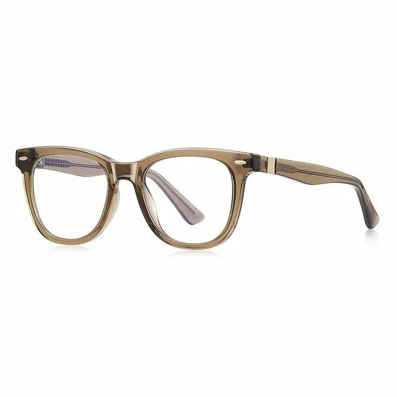 Chashma Ochki Unisex Full Rim Square Tr 90 Titanium Eyeglasses 882230 - Brown