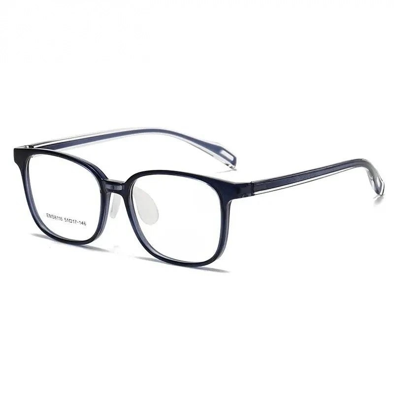 Chashma Ochki Unisex Full Rim Square Tr 90 Titanium Eyeglasses 938116 - Dark Blue