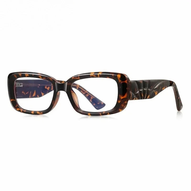 Chashma Ochki Unisex Full Rim Square Tr 90 Titanium Eyeglasses 882251 - Leopard