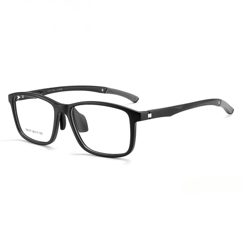 Chashma Ochki Unisex Full Rim Square Tr 90 Titanium Eyeglasses 960107 - Matte Black