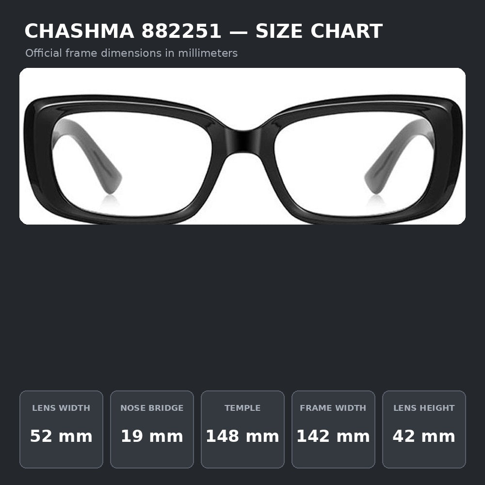 Chashma Ochki 882251 Eyeglasses — Frame Dimensions and Sizing Chart