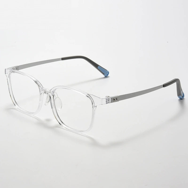 Chashma Ochki Unisex Full Rim Square Tr 90 Titanium Eyeglasses 699905 - Transparent