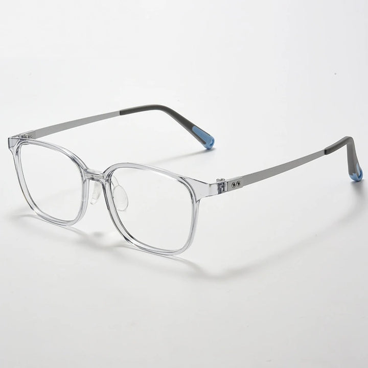 Chashma Ochki Unisex Full Rim Square Tr 90 Titanium Eyeglasses 699905 - Transparent Gray