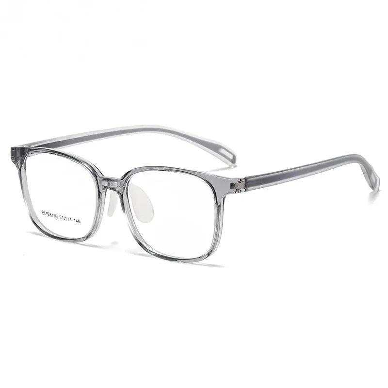 Chashma Ochki Unisex Full Rim Square Tr 90 Titanium Eyeglasses 938116 - Transparent Gray