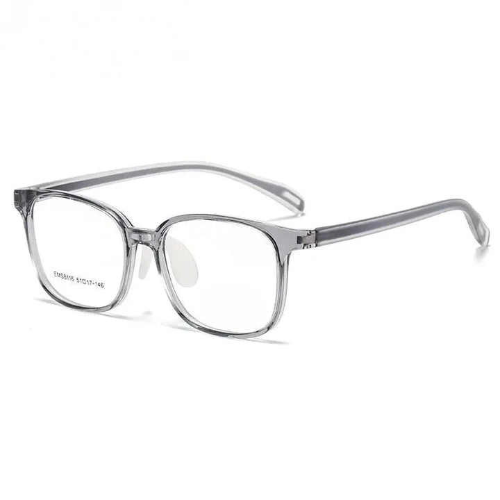 Chashma Ochki Unisex Full Rim Square Tr 90 Titanium Eyeglasses 938116 - Transparent Gray