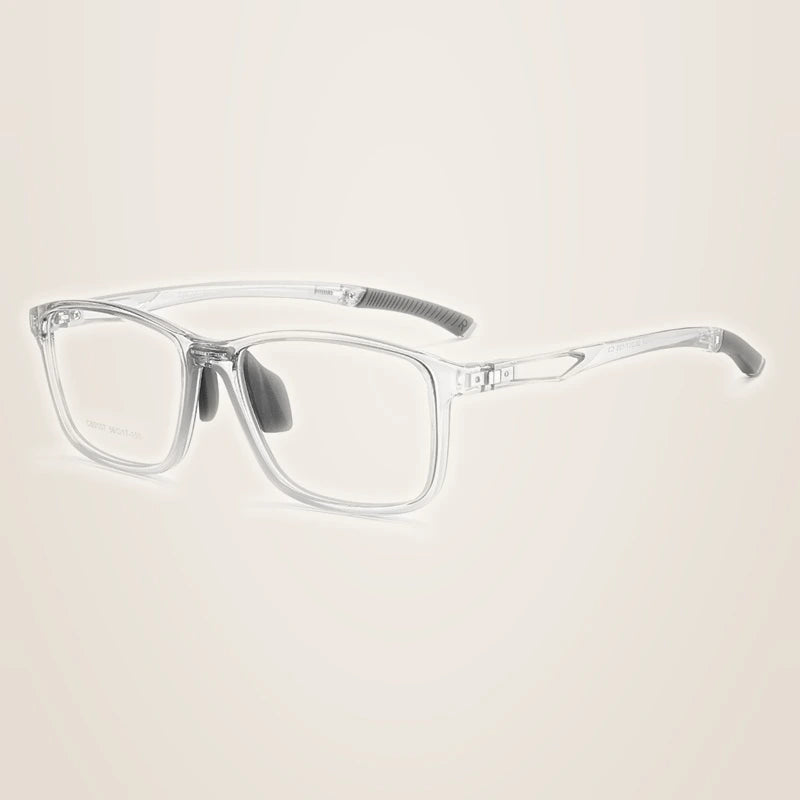 Chashma Ochki Unisex Full Rim Square Tr 90 Titanium Eyeglasses 960107 - Transparent Gray